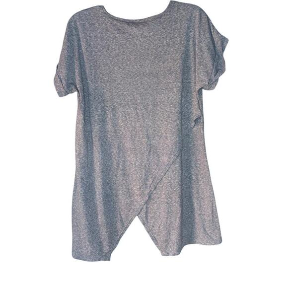 Kenneth Cole Asymmetric Short Sleeve High/Low Grey Slouchy T-shirt - Picture 2 of 4